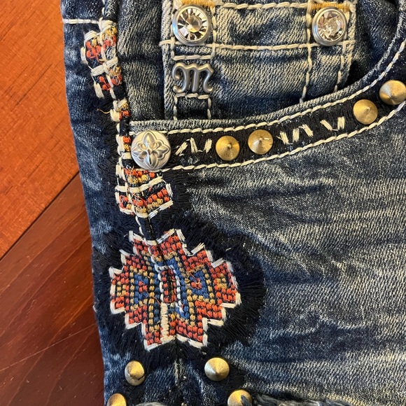 Miss Me Blue Jean Shorts with Distressed Details - Picture 4 of 6